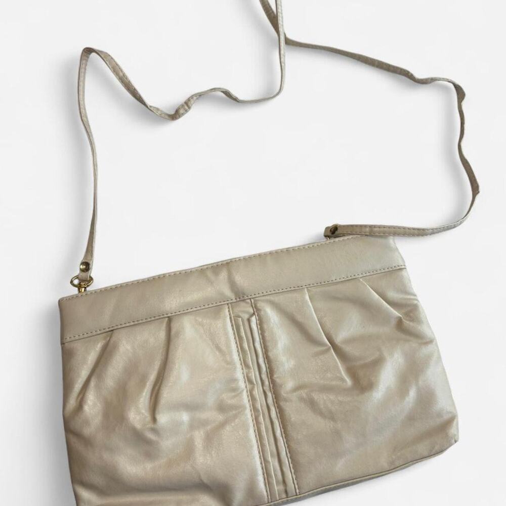 TANDEM Women Clutch Bag 8x4 Faux Leather Beige Brown
